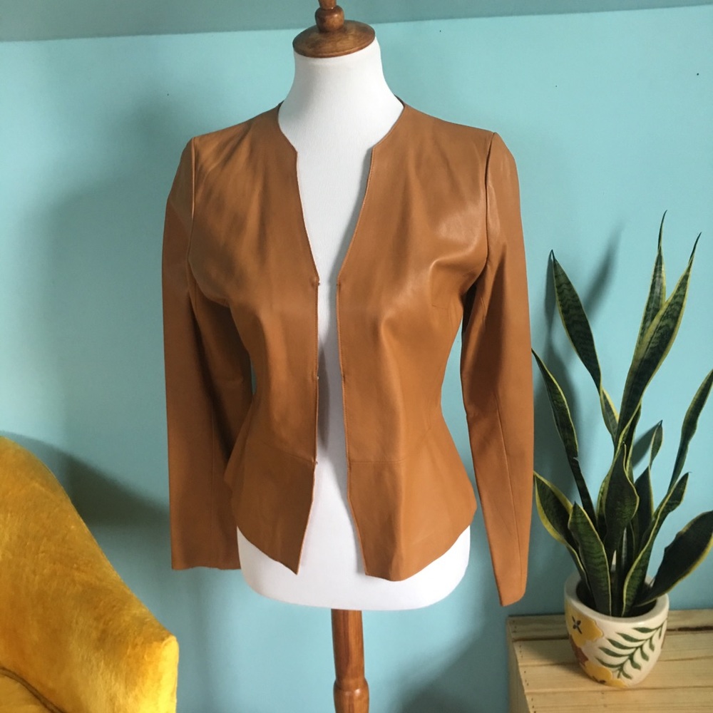 brown leather jacket